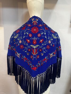 Mantón Mod. FAUNA azulino/flores