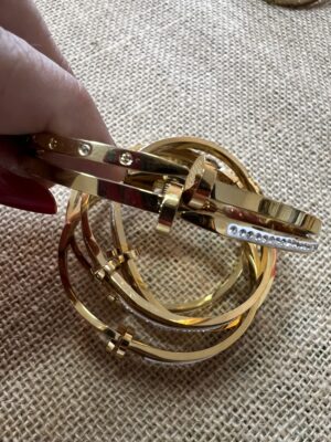 Pulsera doble tornillo con brillos cierre superior acero DOBLE TORNY