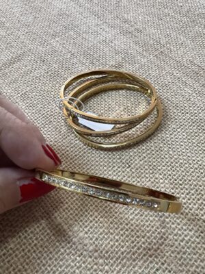 Pulsera rígida BRIL brillitos en acero con cierre de seguridad