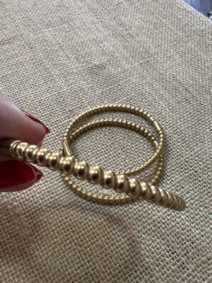Pulsera rígida acero BOLIS bolitas caña con cierre de seguridad
