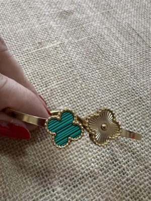 Inspiración Pulsera flor TREVOL Van Cleef verde acero