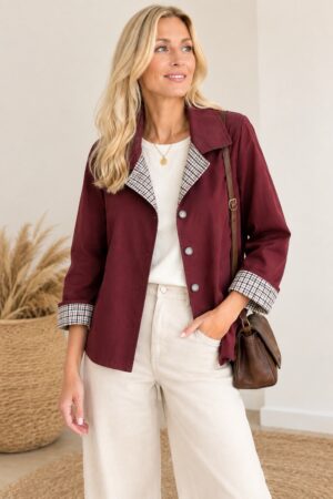Gabardina Roma corta vivos cuadros con bolsillos